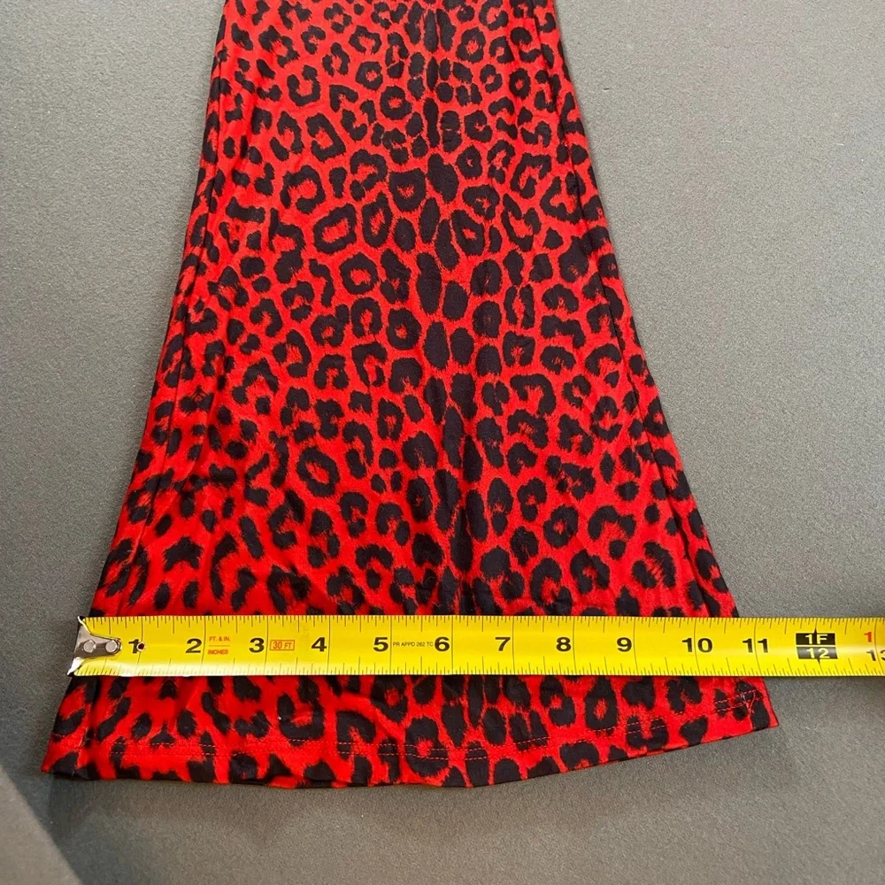 Shein Red Leopard High waisted Flair Pants‎ Size Small